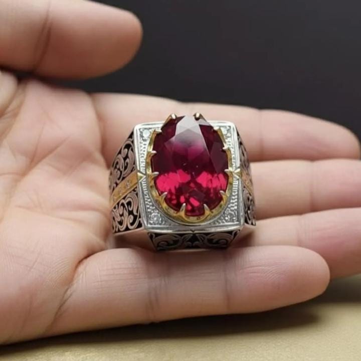 Handcrafted 10+ Carats Ruby Ring, Natural Ruby Sterling Silver 925 Yaqoot Ring Ruby Gemstone Ring