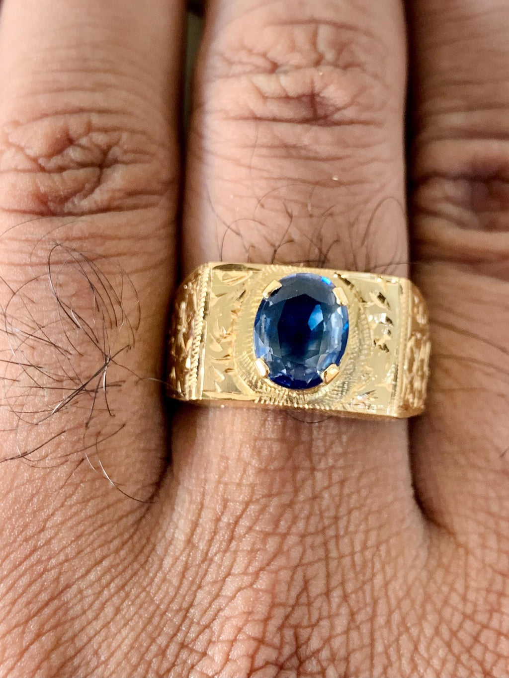 Handcrafted 14k Gold Sapphire Ring, Ceylon Blue Sapphire Solid Gold Ring, Natural Sapphire Neelam Ring