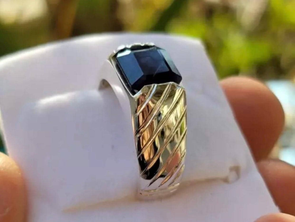 Handcrafted 6 Carats Emerald Cut Sapphire Ring, Blue Sapphire Ring, Natural Sapphire 925 Sterling Silver Ring, Neelam Ring