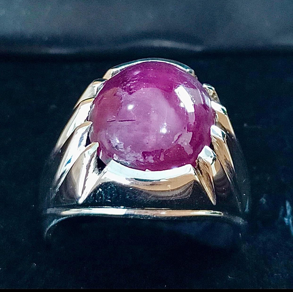 Handcrafted Cabochon Ruby Ring, Natural Ruby Sterling Silver 925 Yaqoot Ring Ruby Gemstone Ring