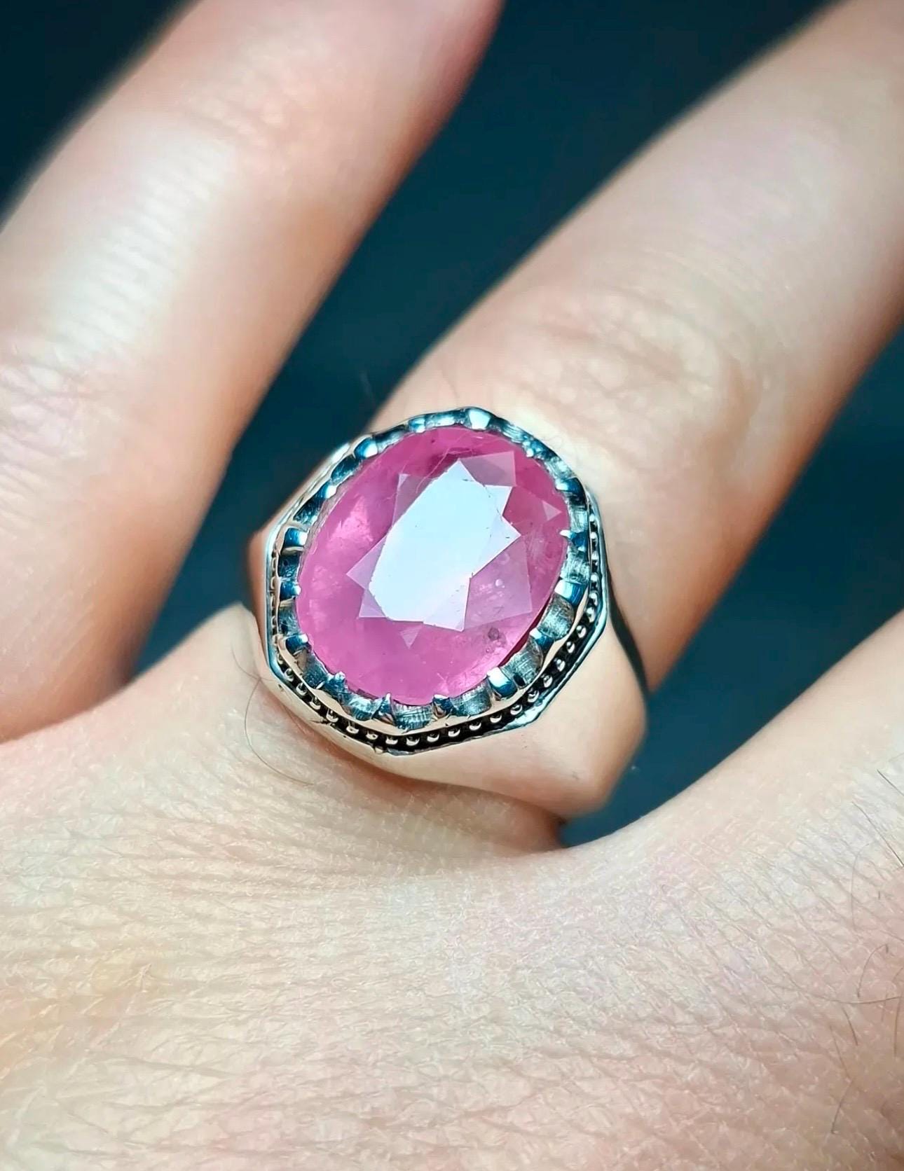 Handcrafted 10 Carats Ruby Ring, Natural Ruby Sterling Silver 925 Yaqoot Ring Ruby Gemstone Ring