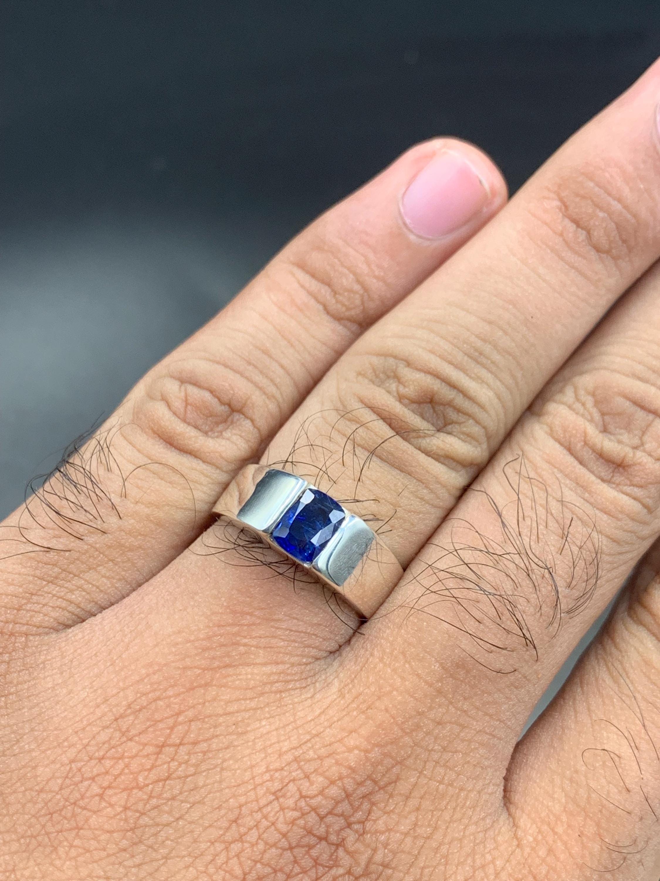 Handcrafted Emerald Cut Ceylon Sapphire Ring, Blue Sapphire Ring, Natural Sapphire 925 Sterling Silver Ring, Neelam Ring