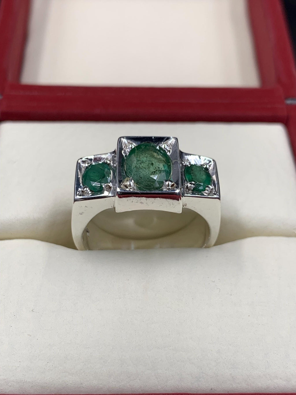 Handcrafted 3+ Carats Mens Emerald Ring, Natural Emerald 925 Sterling Silver Ring, Zamurd Ring For Men