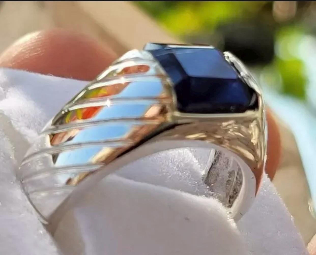 Handcrafted 6 Carats Emerald Cut Sapphire Ring, Blue Sapphire Ring, Natural Sapphire 925 Sterling Silver Ring, Neelam Ring