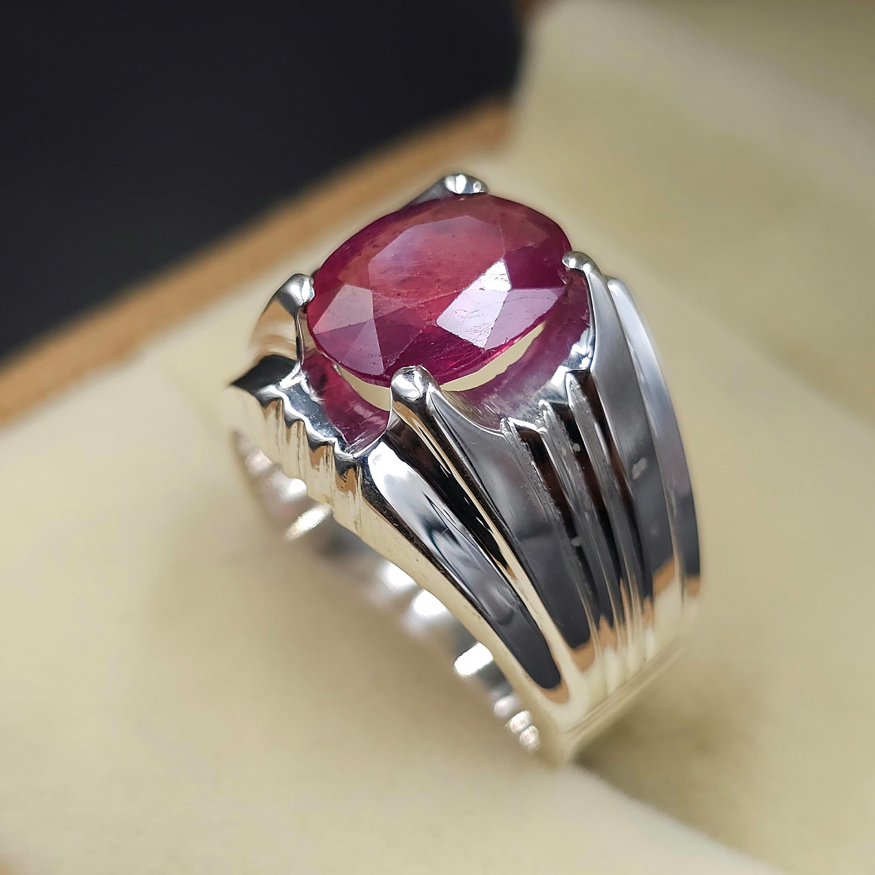 Handcrafted 5 Carats Ruby Ring, Natural Ruby Sterling Silver 925 Yaqoot Ring Roby Gemstone Ring