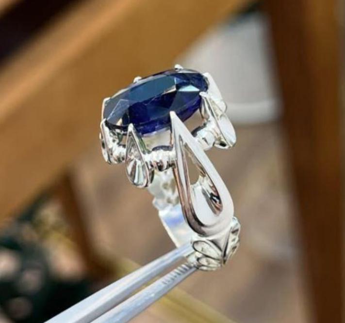 Handcrafted 10+ Carats Sapphire Ring, Mens Sapphire Ring, Natural Sapphire 925 Sterling Silver Ring, Neelam Ring