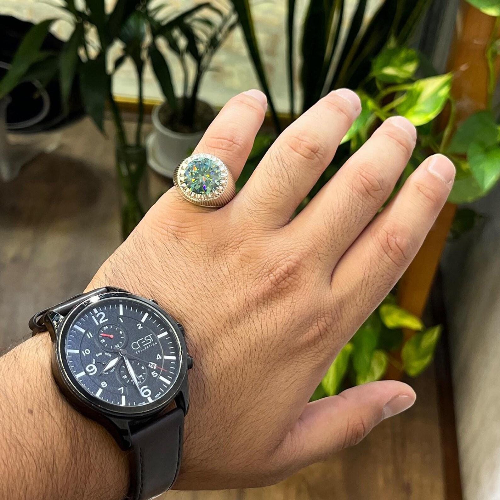 Handcrafted 10 Carat Certified Moissanite Diamond Sterling Silver 925 Ring, Man Made Diamond Engagement Ring, Gift for him