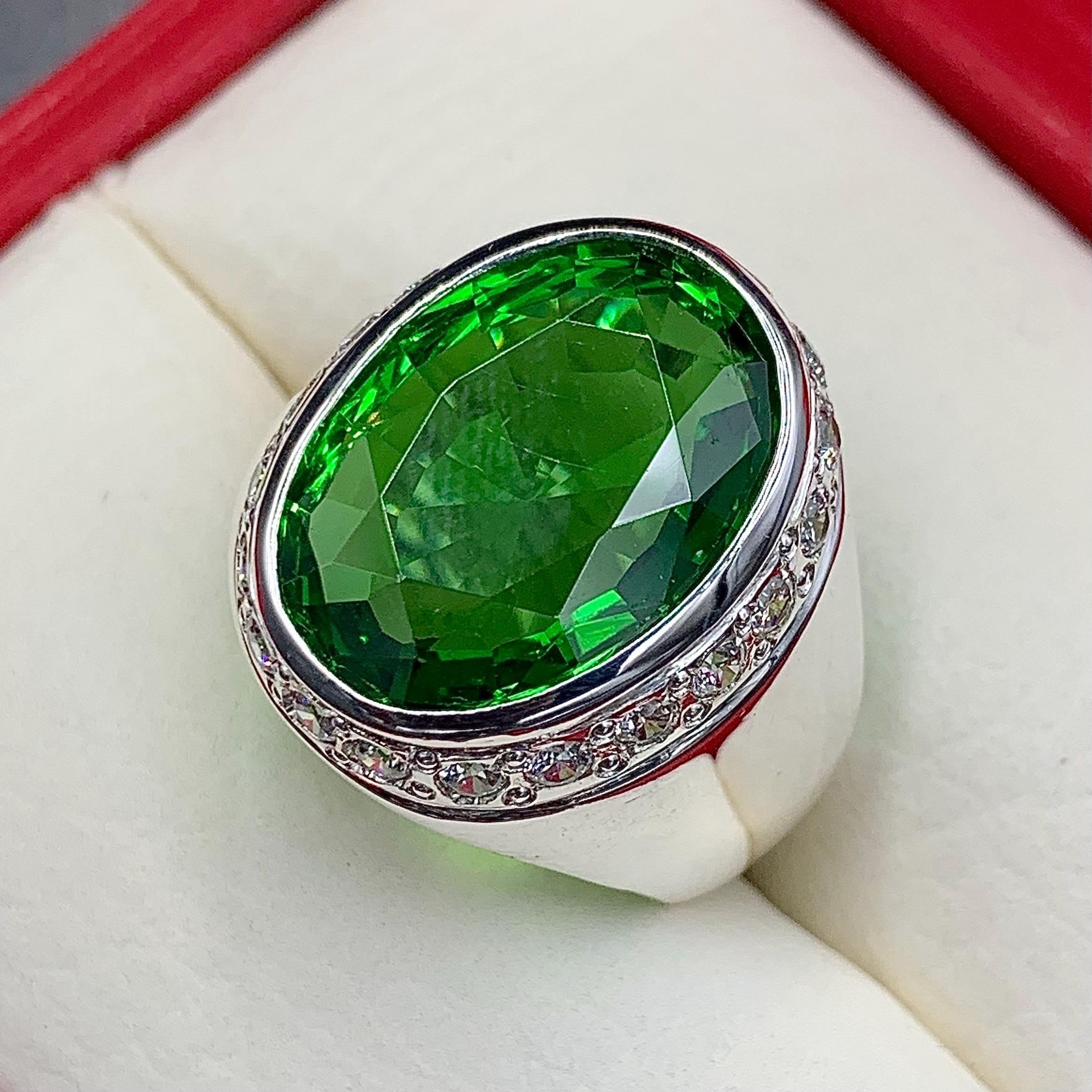 Handcrafted Big Peridot Ring For Men, Green Peridot Ring With 925 Sterling Silver