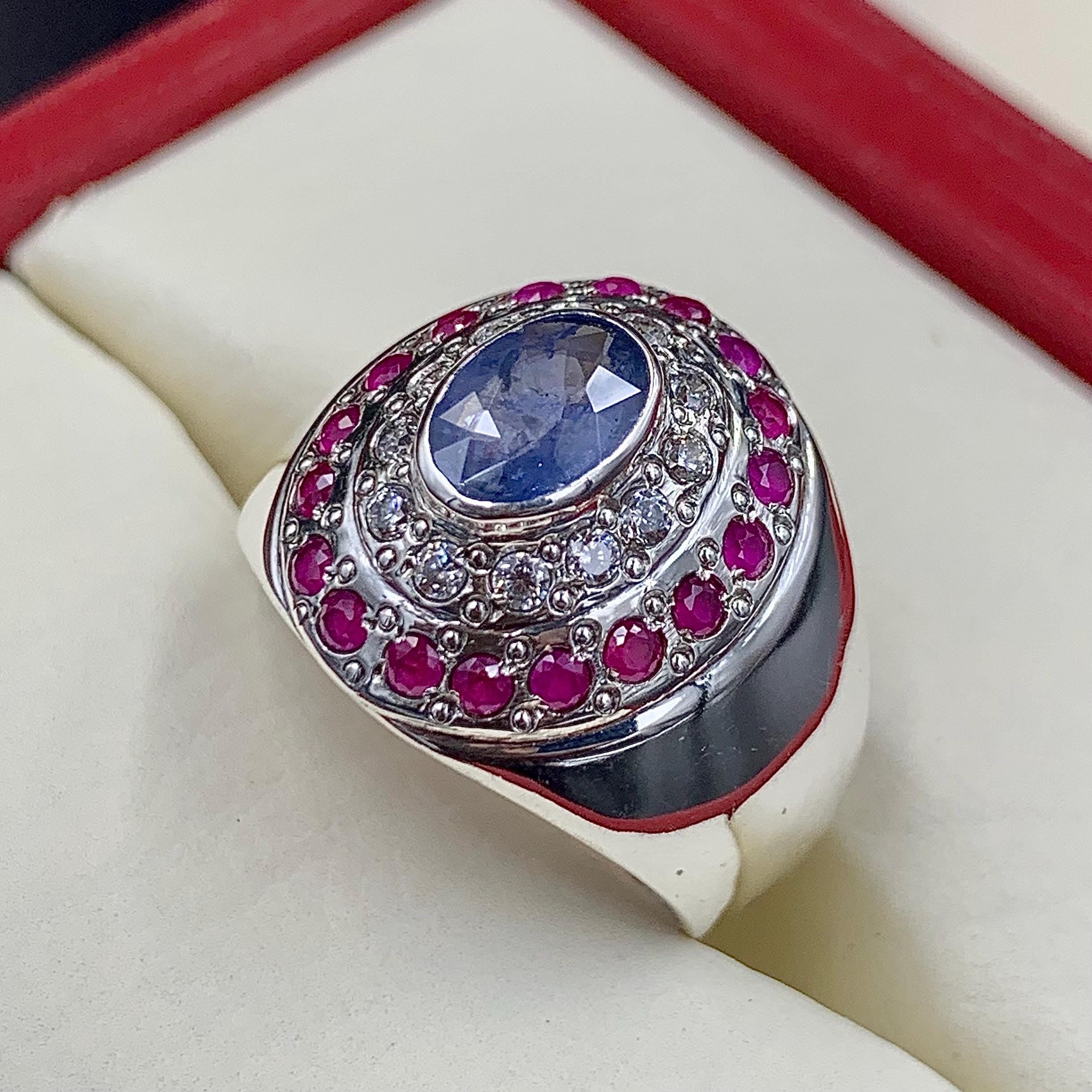 Handcrafted Ceylon Sapphire Ring, Blue Sapphire Ring, Natural Sapphire 925 Sterling Silver Ring, Neelam Ring