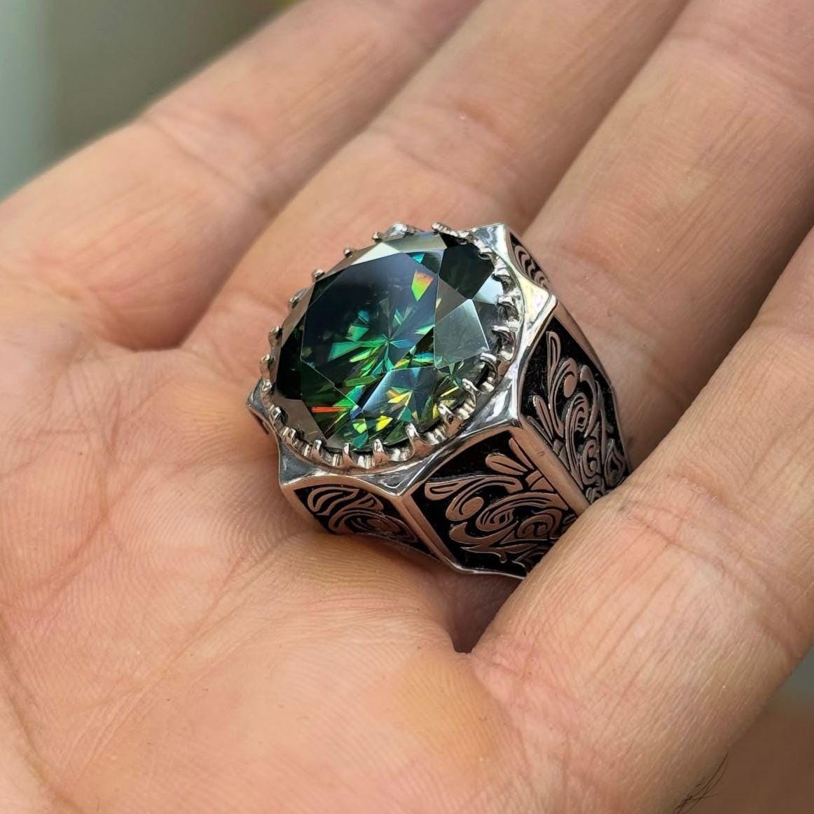 10 Carat Certified Moissanite Diamond Sterling Silver 925 Ring, Man Made Diamond Engagement Ring