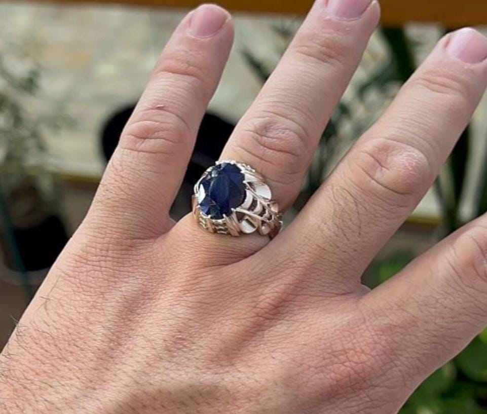 Handcrafted 10 Carats Sapphire Ring, Mens Sapphire Ring, Natural Sapphire 925 Sterling Silver Ring, Neelam Ring