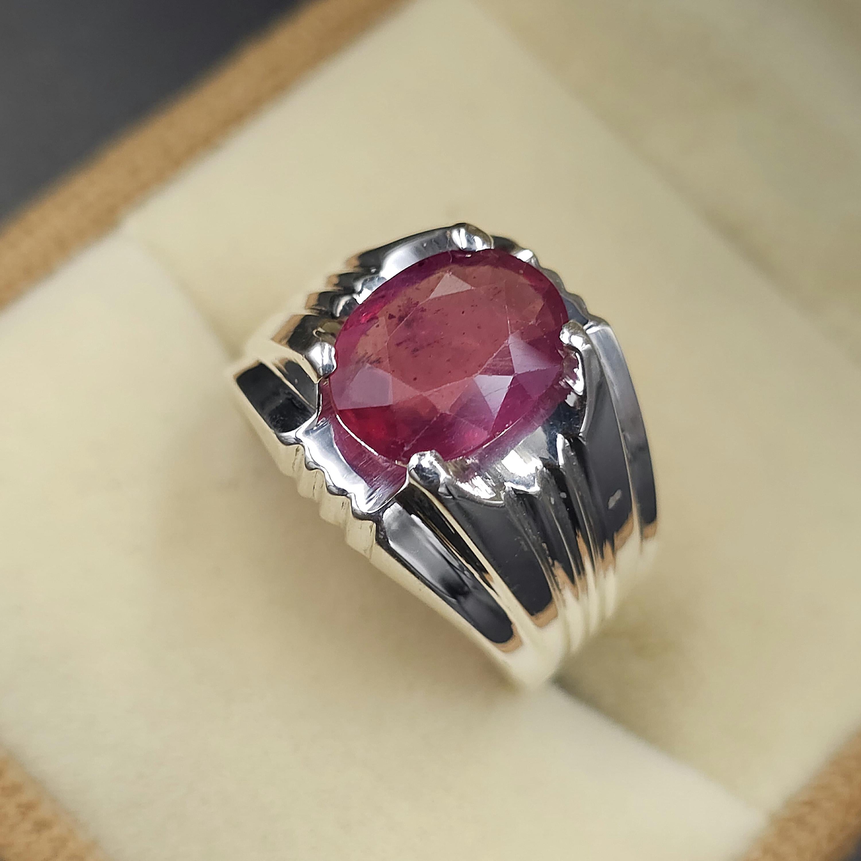 Handcrafted 5 Carats Ruby Ring, Natural Ruby Sterling Silver 925 Yaqoot Ring Roby Gemstone Ring