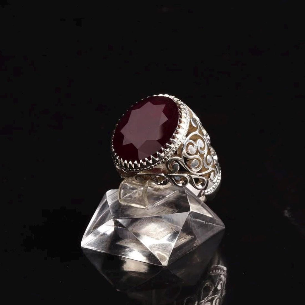Handcrafted 10+ Carats Ruby Ring, Natural Ruby Sterling Silver 925 Yaqoot Ring Ruby Gemstone Ring