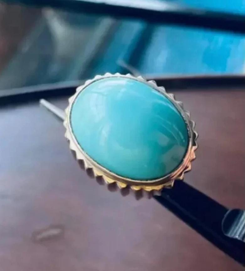 Handcrafted 30 Carats Turquoise Ring, 925 Sterling Silver For Men, Natural Feroza Ring, Shia Ring