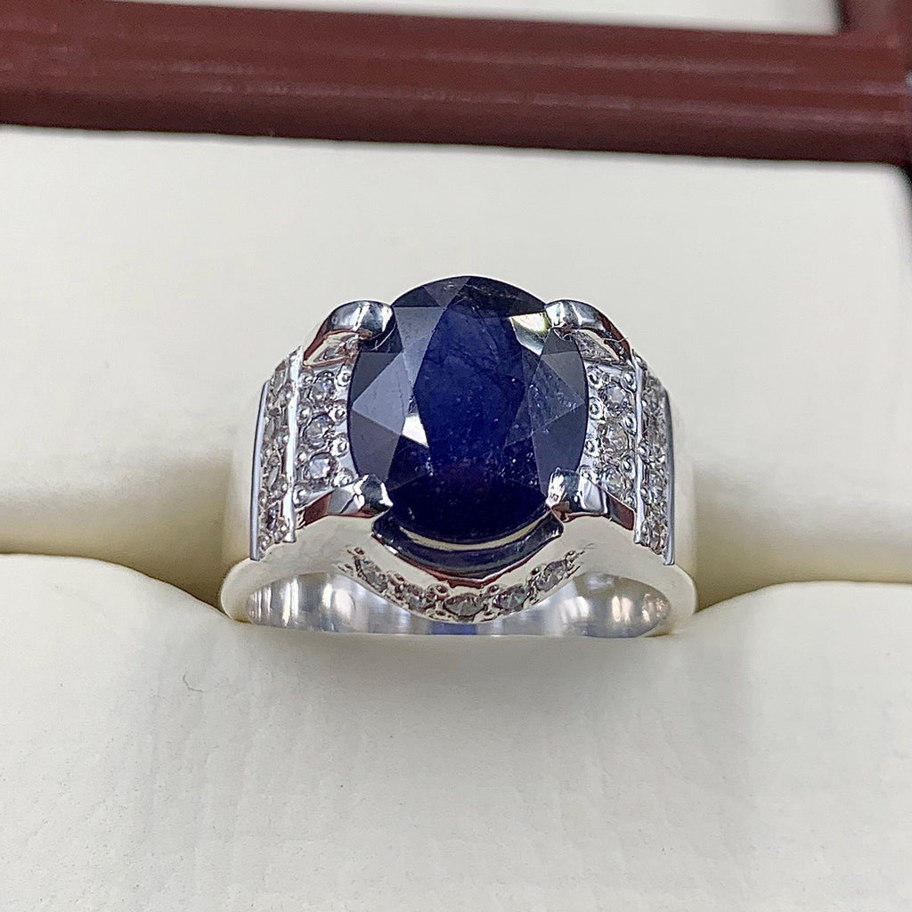 Handcrafted Blue Sapphire Ring For Men & Women, Natural Sapphire 925 Sterling Silver Ring, Neelam Ring