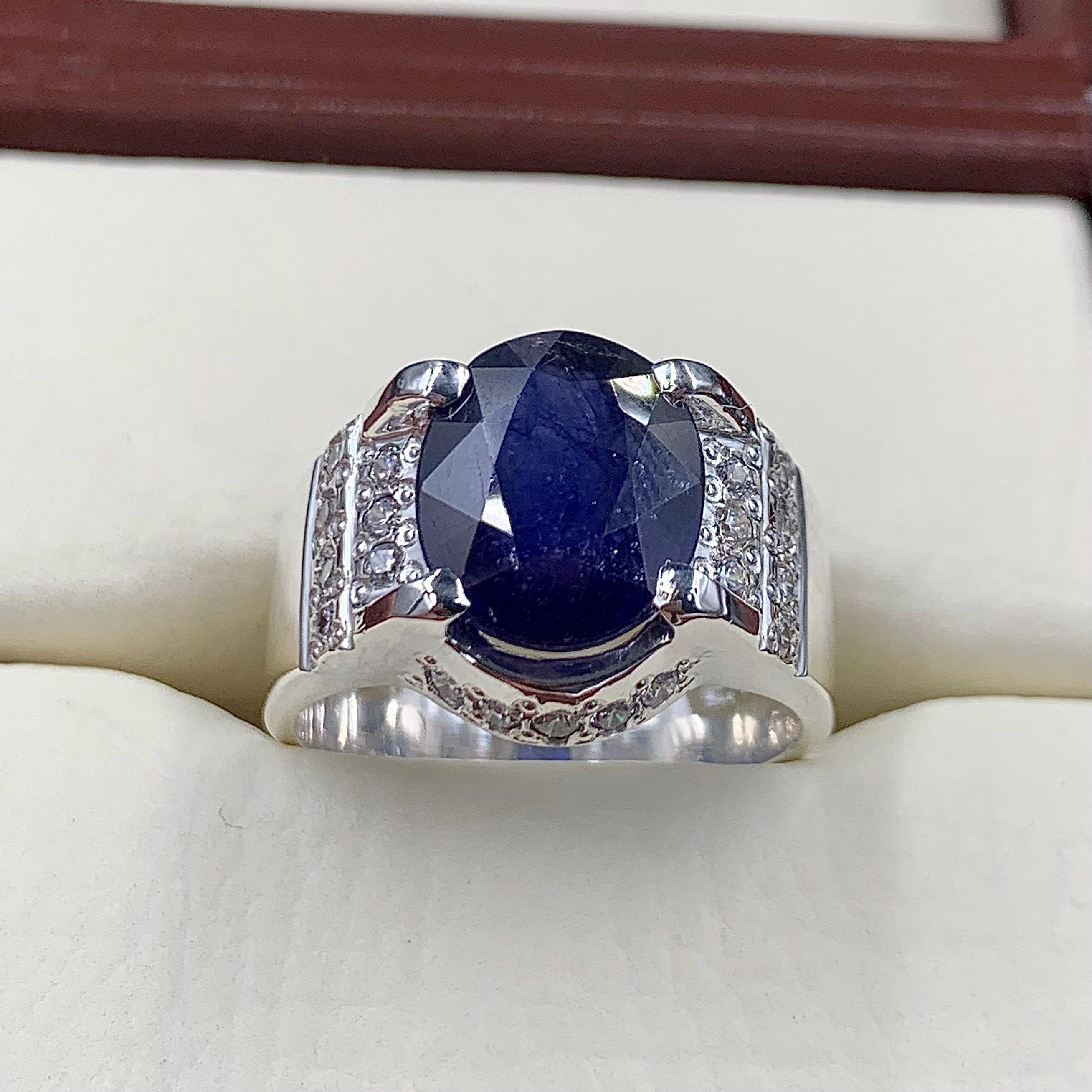 Handcrafted Blue Sapphire Ring For Men & Women, Natural Sapphire 925 Sterling Silver Ring, Neelam Ring
