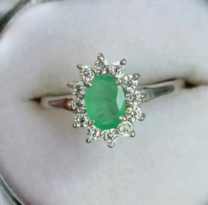 Handcrafted Emerald Ring For Women, 925 Sterling Silver Princess Diana Style Emerald Rings, Natural Emerald Ring, Gift For Her