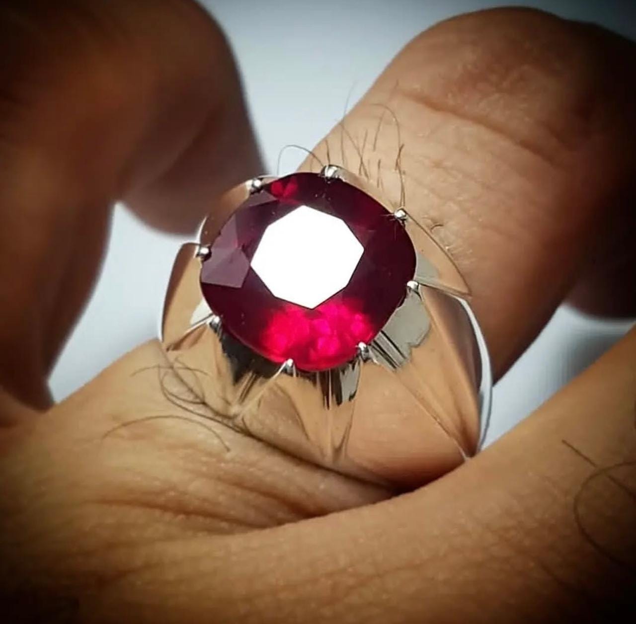 Handcrafted 10 Carats Ruby Ring, Natural Ruby Sterling Silver 925 Yaqoot Ring Ruby Gemstone Ring