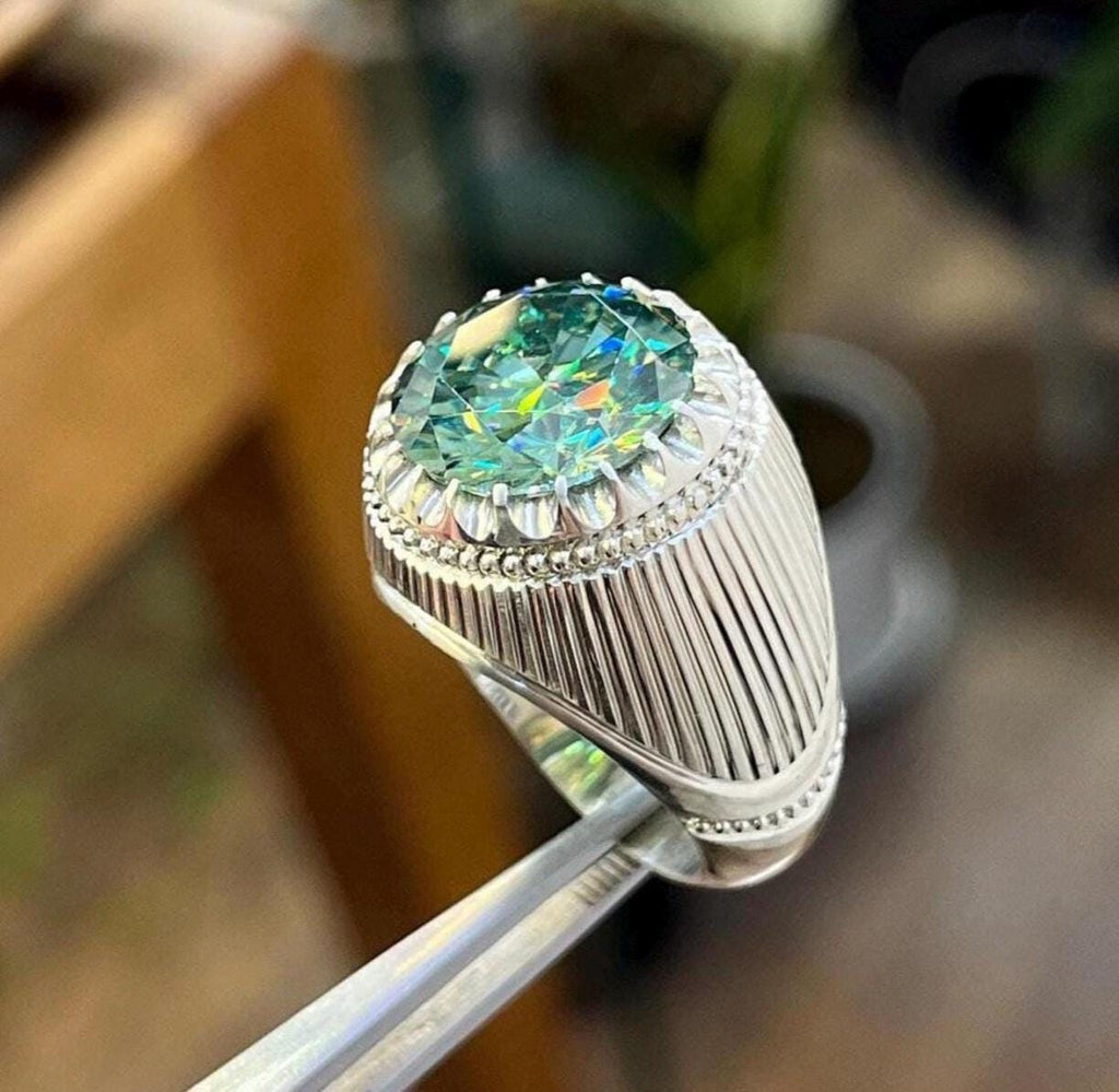 Handcrafted 10 Carat Certified Moissanite Diamond Sterling Silver 925 Ring, Man Made Diamond Engagement Ring, Gift for him