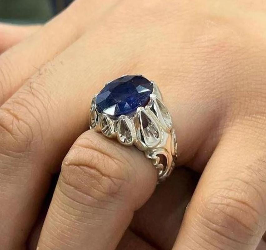 Handcrafted 10 Carats Sapphire Ring, Mens Sapphire Ring, Natural Sapphire 925 Sterling Silver Ring, Neelam Ring