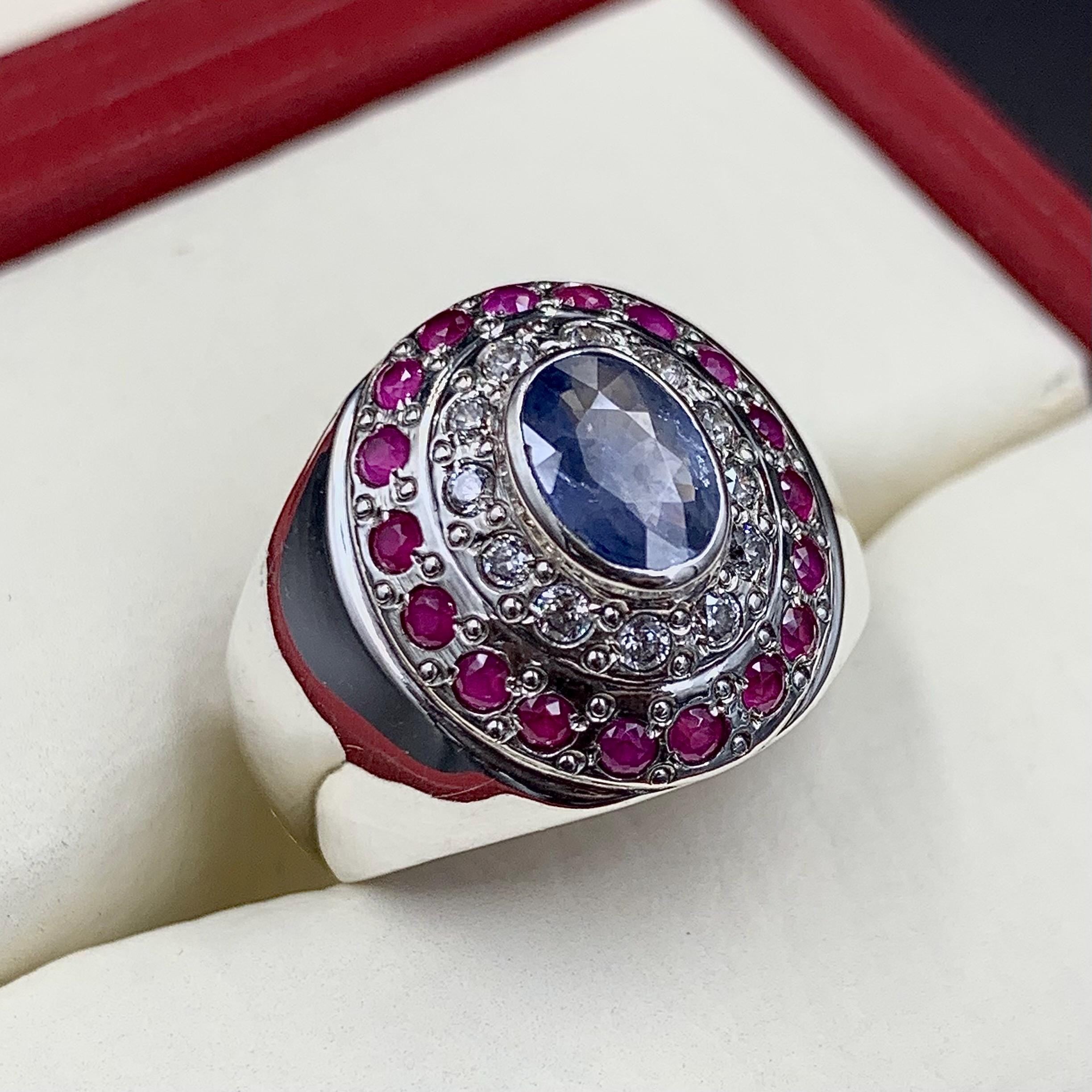 Handcrafted Ceylon Sapphire Ring, Blue Sapphire Ring, Natural Sapphire 925 Sterling Silver Ring, Neelam Ring