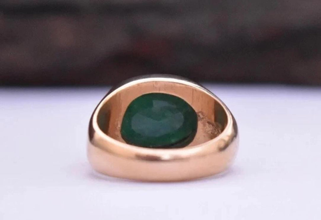 Handcrafted 7 Carats Mens Emerald Ring, Natural Beryl 925 Sterling Silver Ring, Zamurd Ring For Men