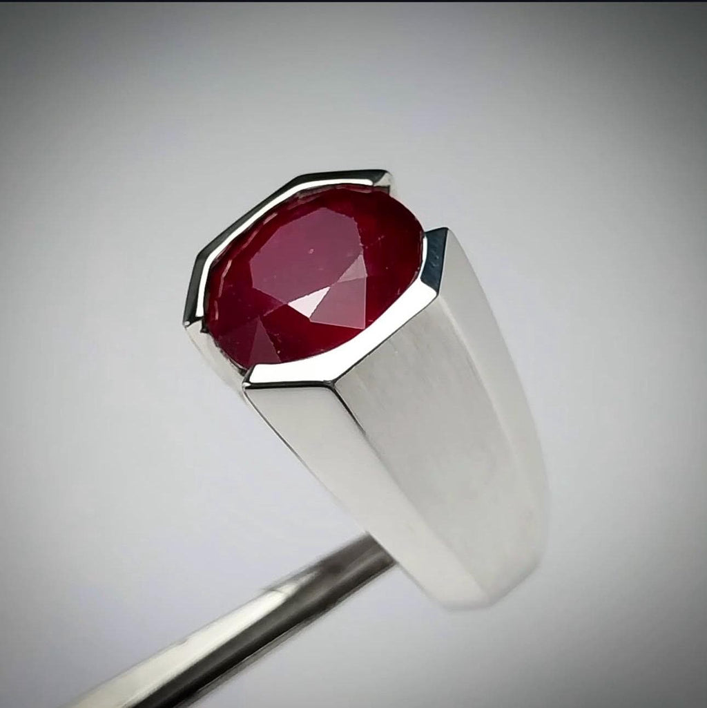 Handcrafted 7 Carats Ruby Ring, Natural Ruby Sterling Silver 925 Yaqoot Ring Ruby Gemstone Ring