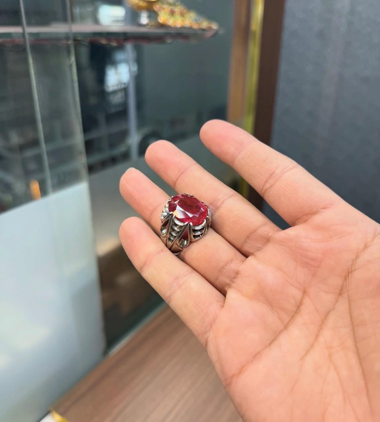 Handcrafted 12 Carats Ruby Ring, Natural Ruby Sterling Silver 925 Yaqoot Ring Ruby Gemstone Ring