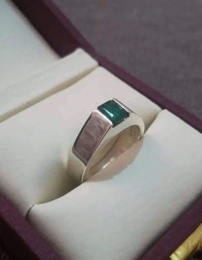 Handcrafted Emerald Ring, Natural Emerald 925 Sterling Silver Ring, Zamurd Ring For Men