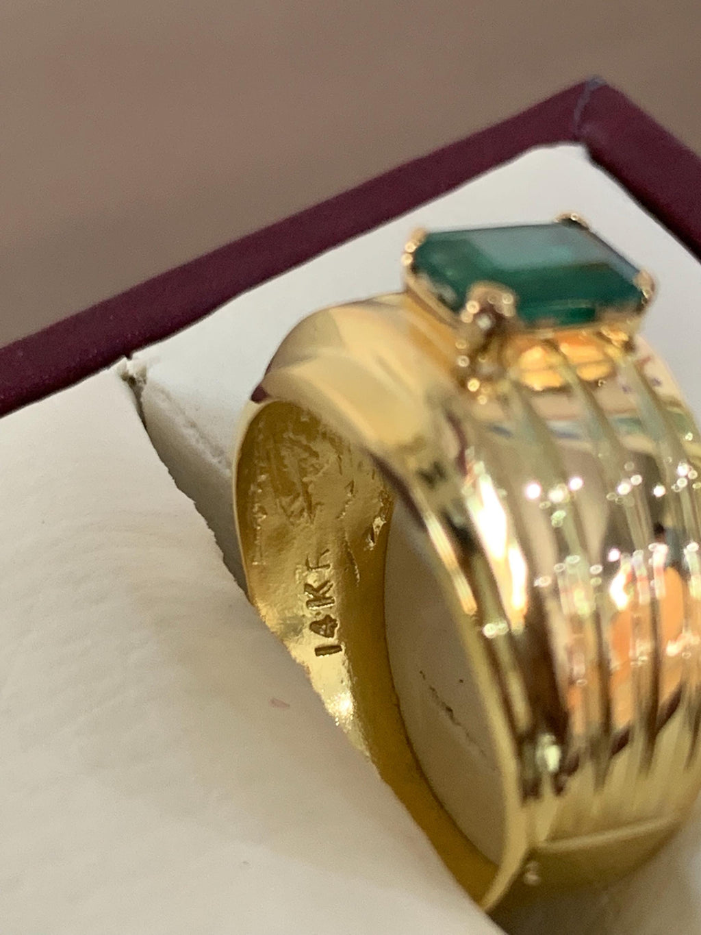 Handcrafted 14k Gold Mens Emerald Ring, Emerald Engagement Ring, Solid Gold Ring For Men