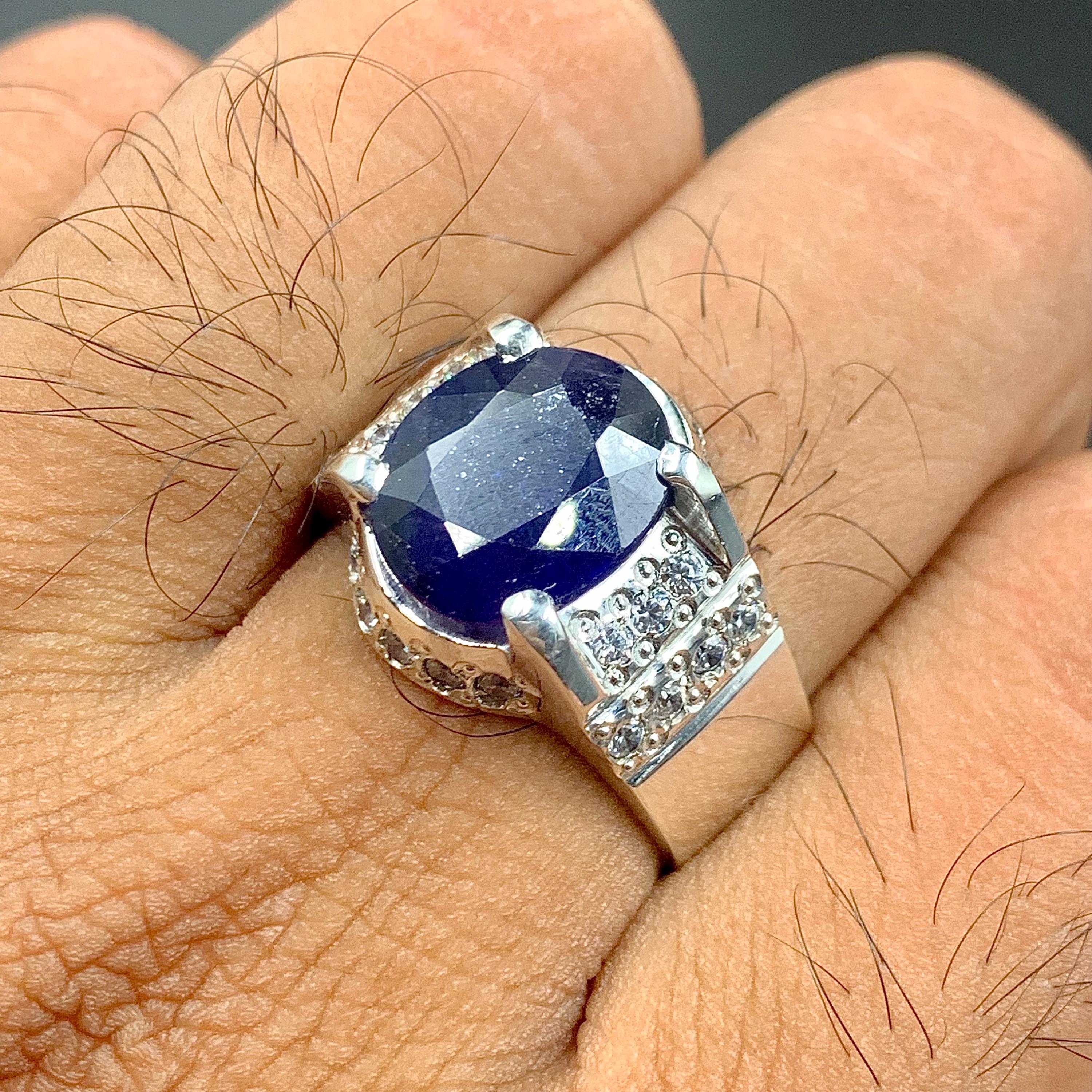 Handcrafted Blue Sapphire Ring For Men & Women, Natural Sapphire 925 Sterling Silver Ring, Neelam Ring