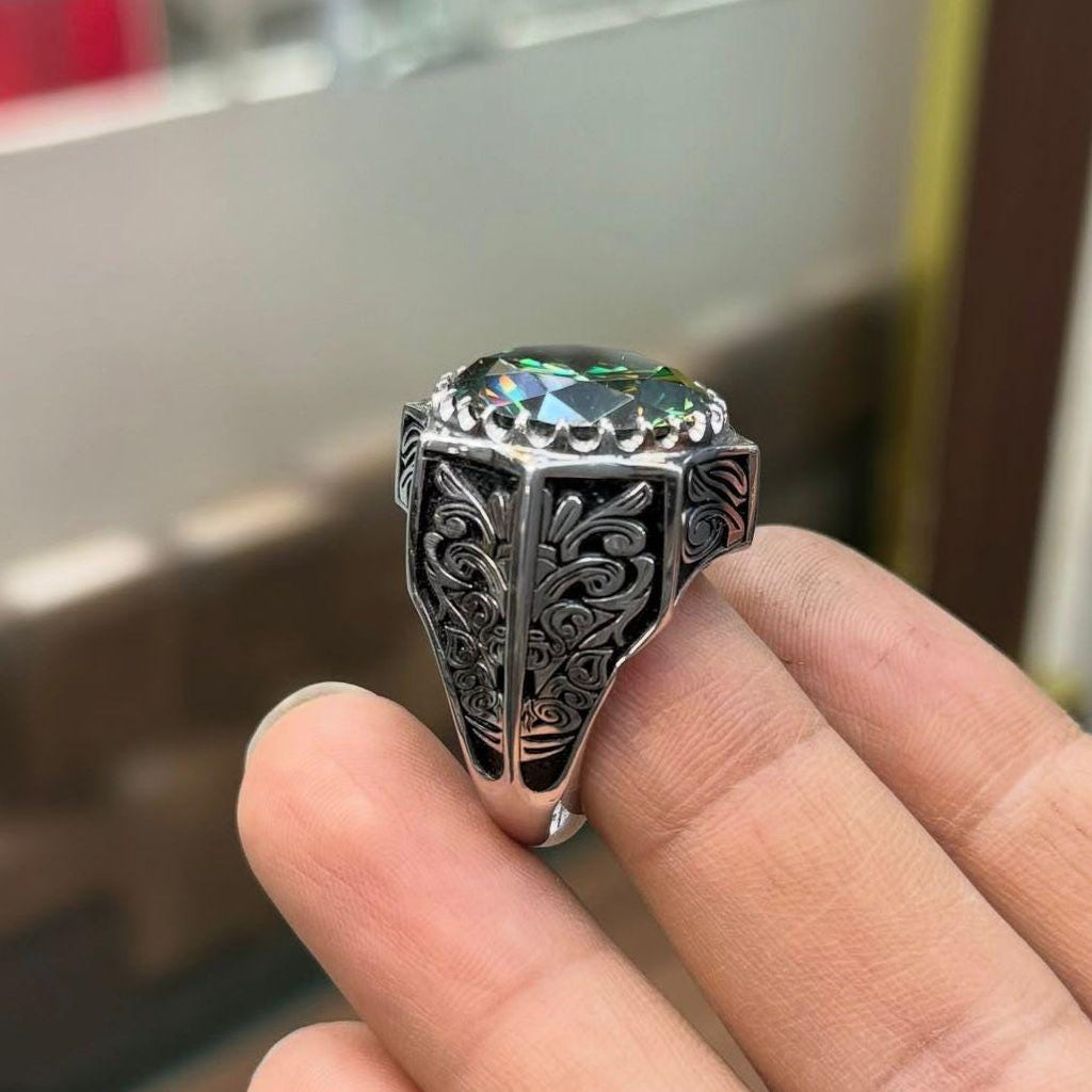 10 Carat Certified Moissanite Diamond Sterling Silver 925 Ring, Man Made Diamond Engagement Ring