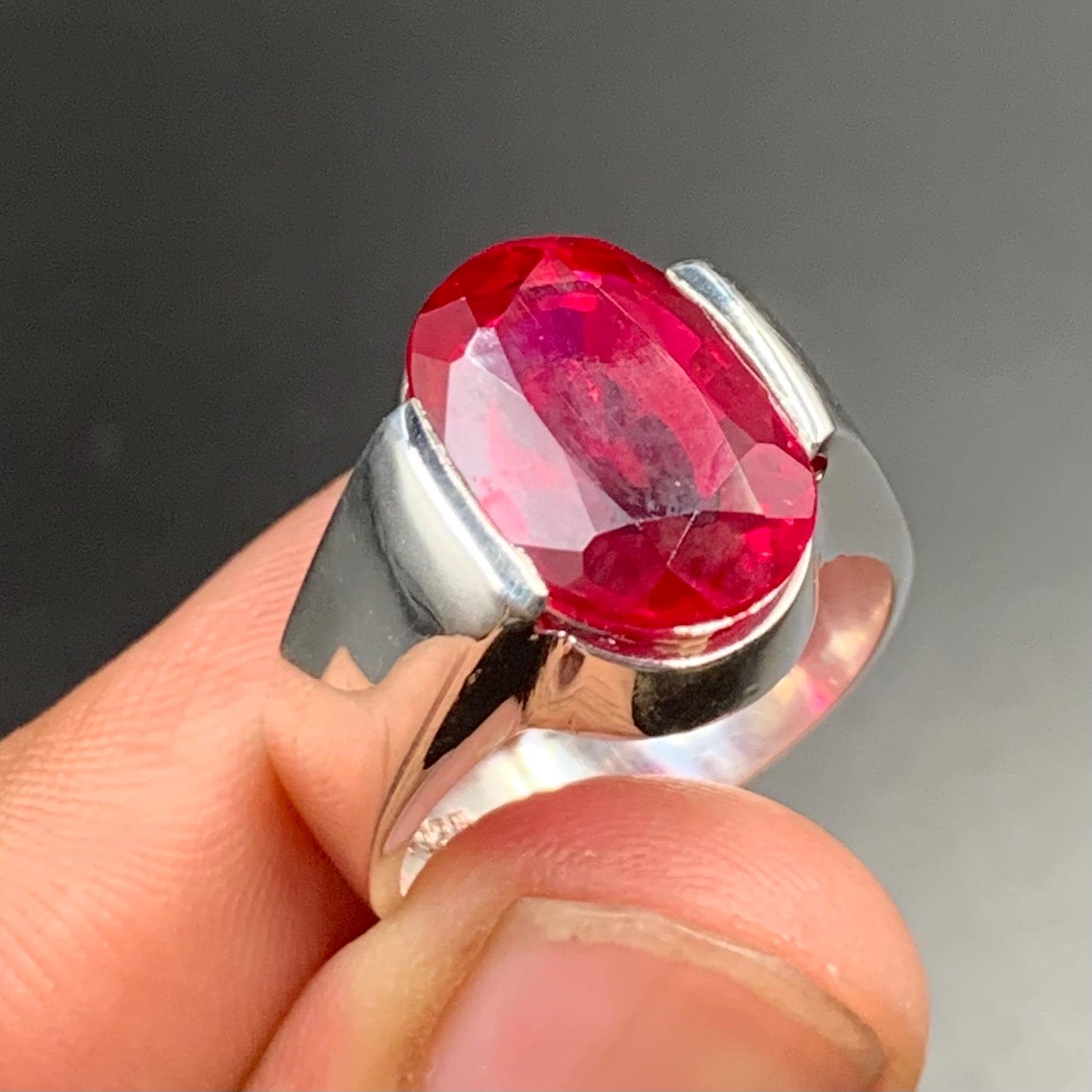 Handcrafted Deep Red Ruby Mens Ring Sterling Silver 925 Anari Yaqoot Ring Ruby Gemstone Ring