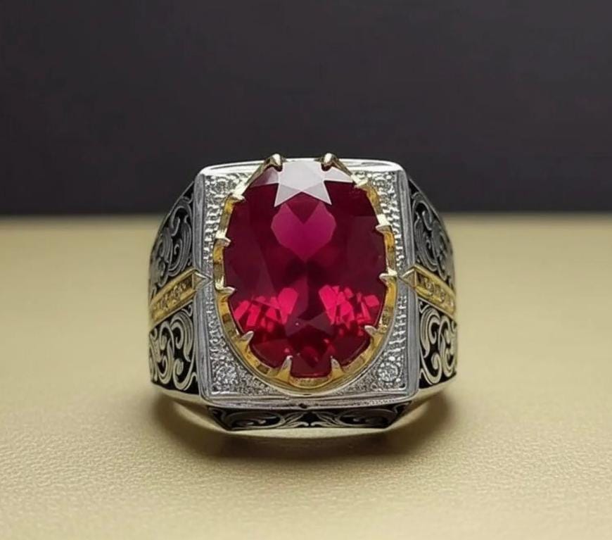Handcrafted 10+ Carats Ruby Ring, Natural Ruby Sterling Silver 925 Yaqoot Ring Ruby Gemstone Ring