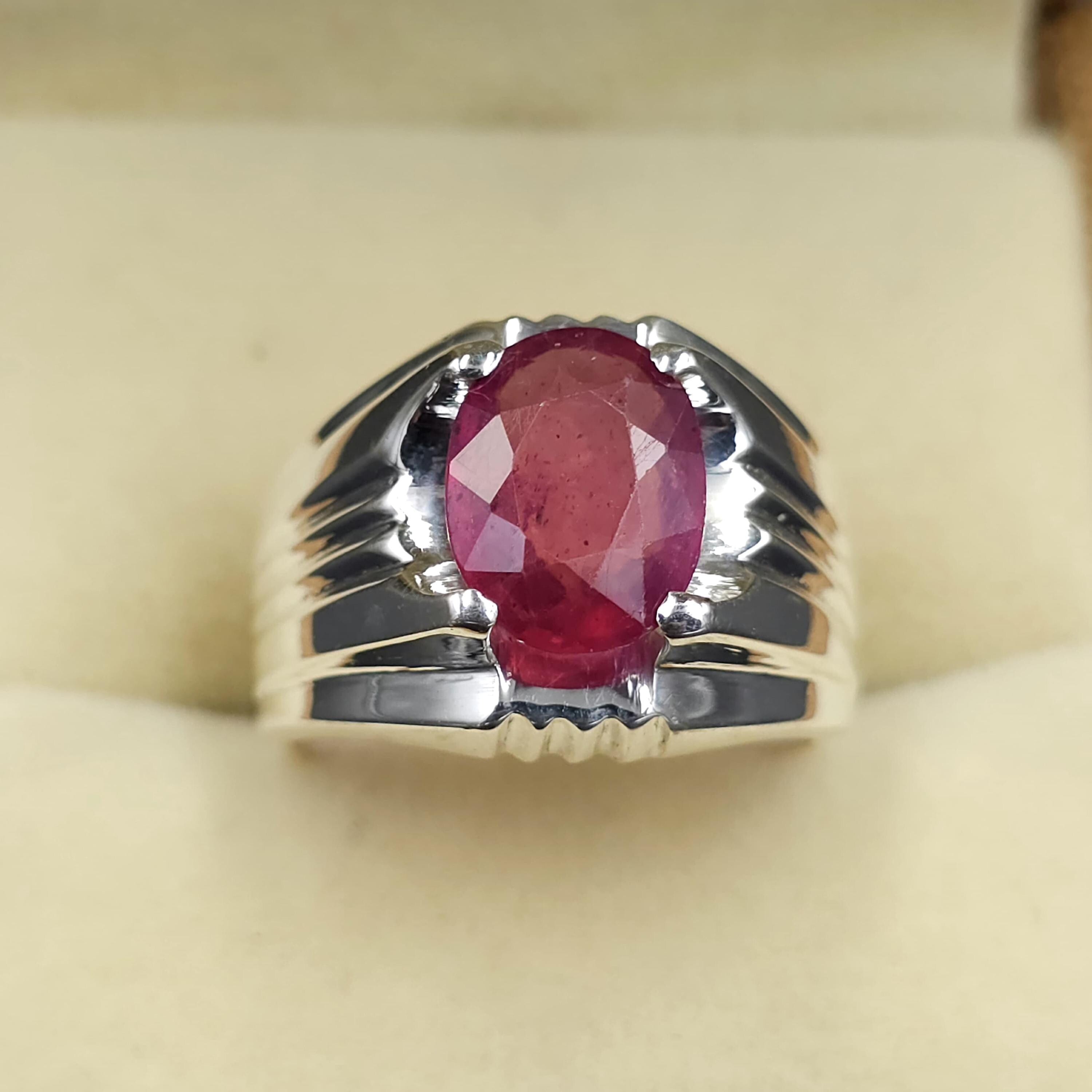 Handcrafted 5 Carats Ruby Ring, Natural Ruby Sterling Silver 925 Yaqoot Ring Roby Gemstone Ring