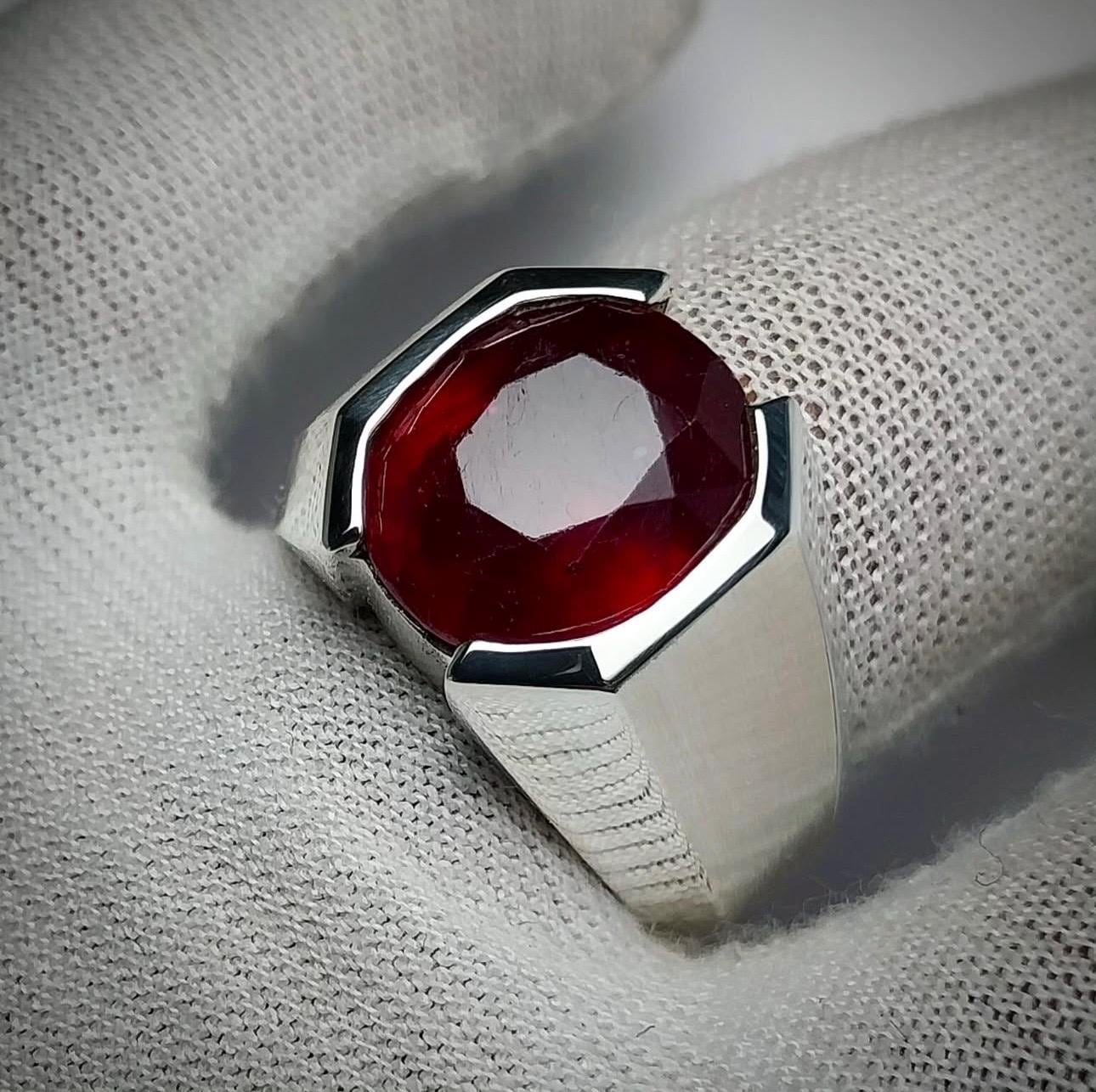 Handcrafted 7 Carats Ruby Ring, Natural Ruby Sterling Silver 925 Yaqoot Ring Ruby Gemstone Ring