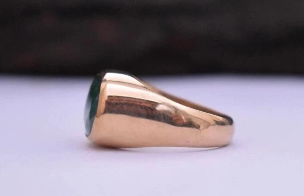 Handcrafted 7 Carats Mens Emerald Ring, Natural Beryl 925 Sterling Silver Ring, Zamurd Ring For Men