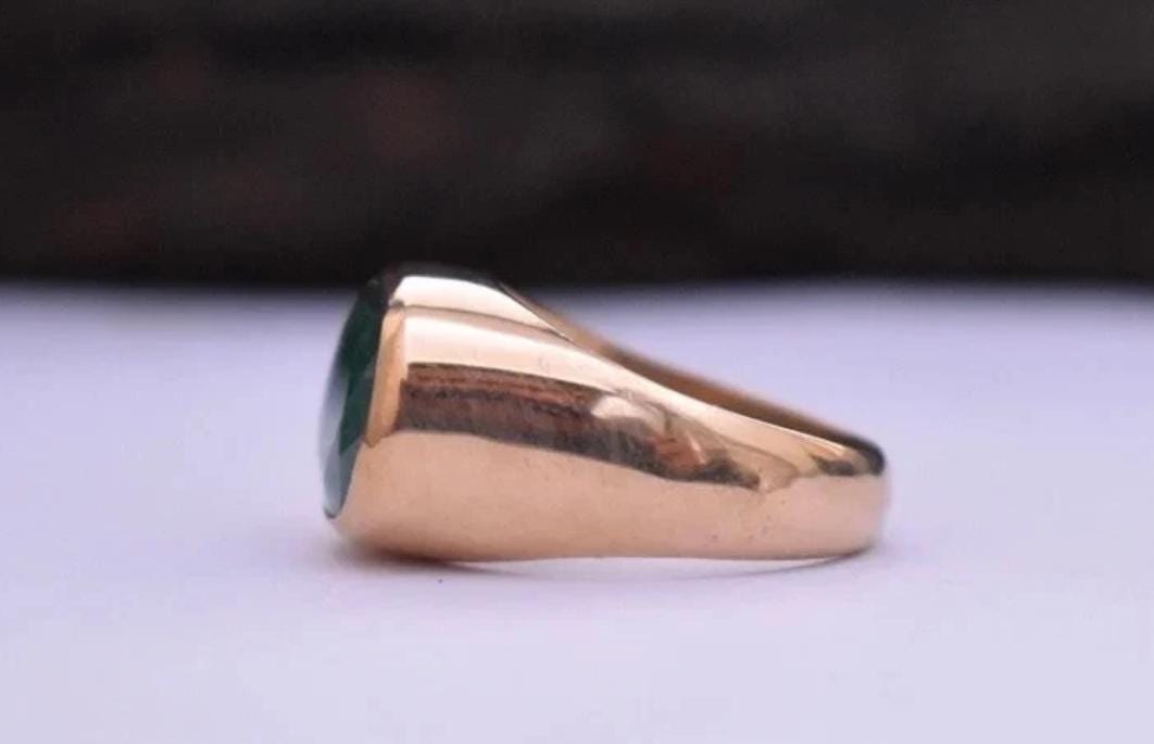 Handcrafted 7 Carats Mens Emerald Ring, Natural Beryl 925 Sterling Silver Ring, Zamurd Ring For Men