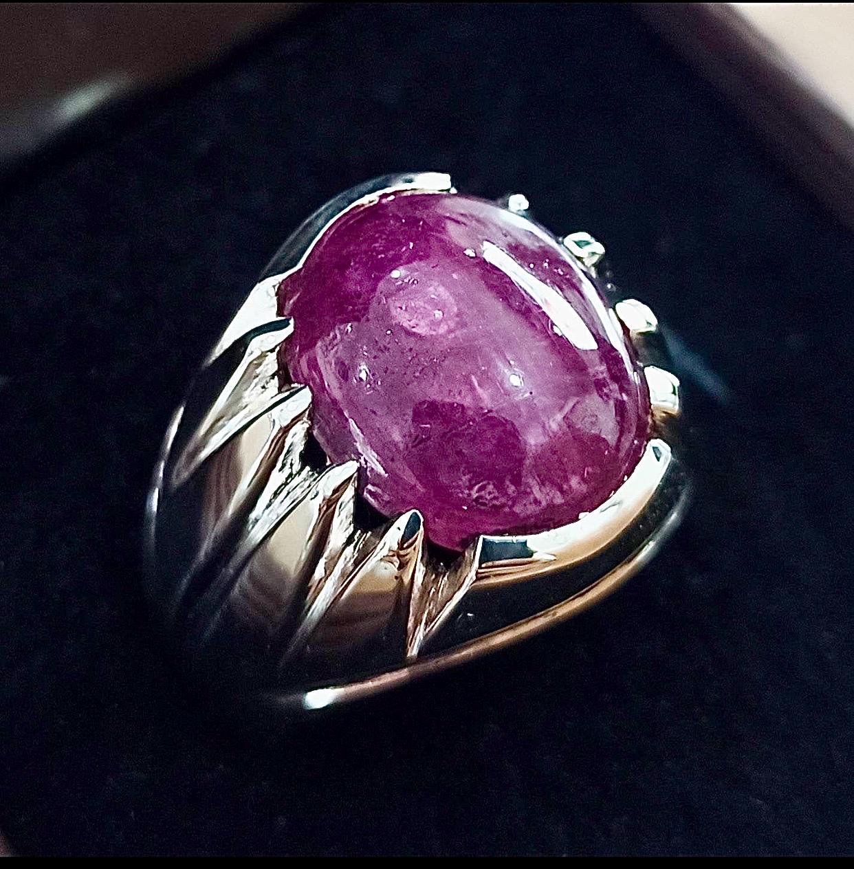 Handcrafted Cabochon Ruby Ring, Natural Ruby Sterling Silver 925 Yaqoot Ring Ruby Gemstone Ring