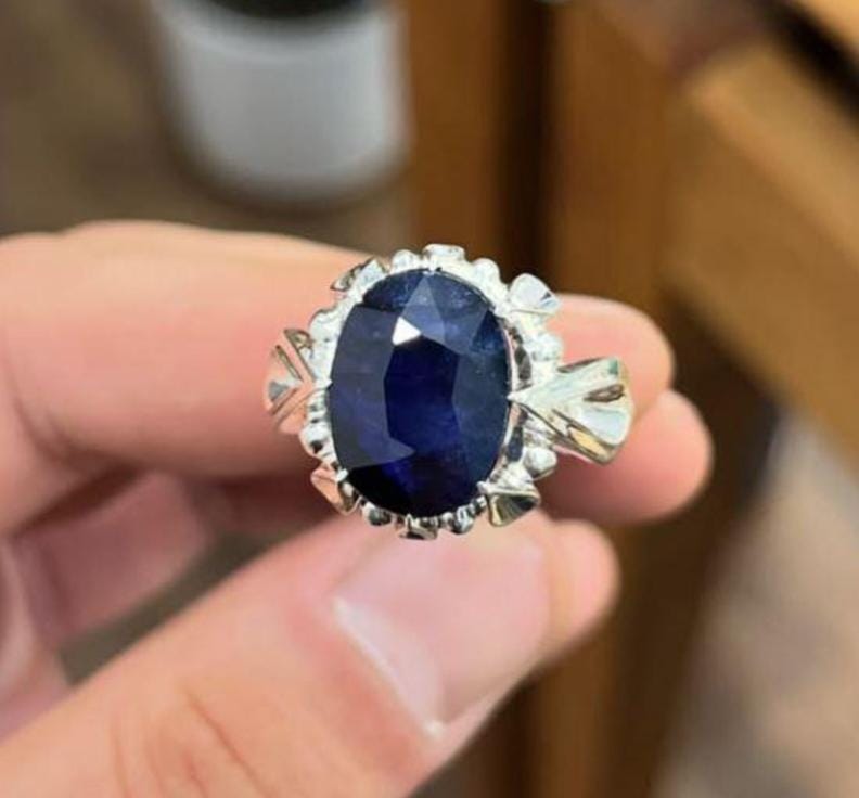 Handcrafted 10+ Carats Sapphire Ring, Mens Sapphire Ring, Natural Sapphire 925 Sterling Silver Ring, Neelam Ring
