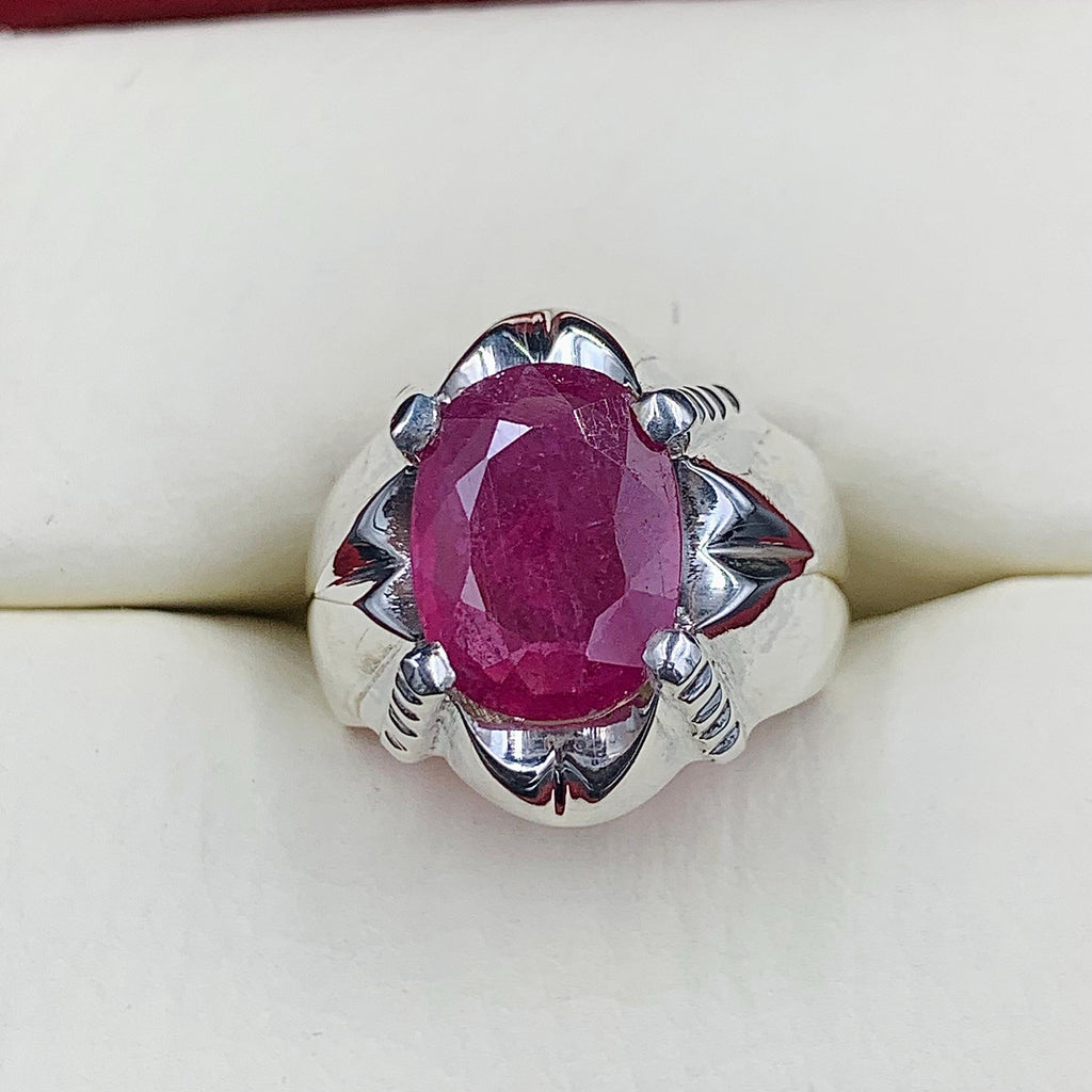 Handcrafted Big Ruby Ring, Natural Ruby Sterling Silver 925 Yaqoot Ring Roby Gemstone Ring