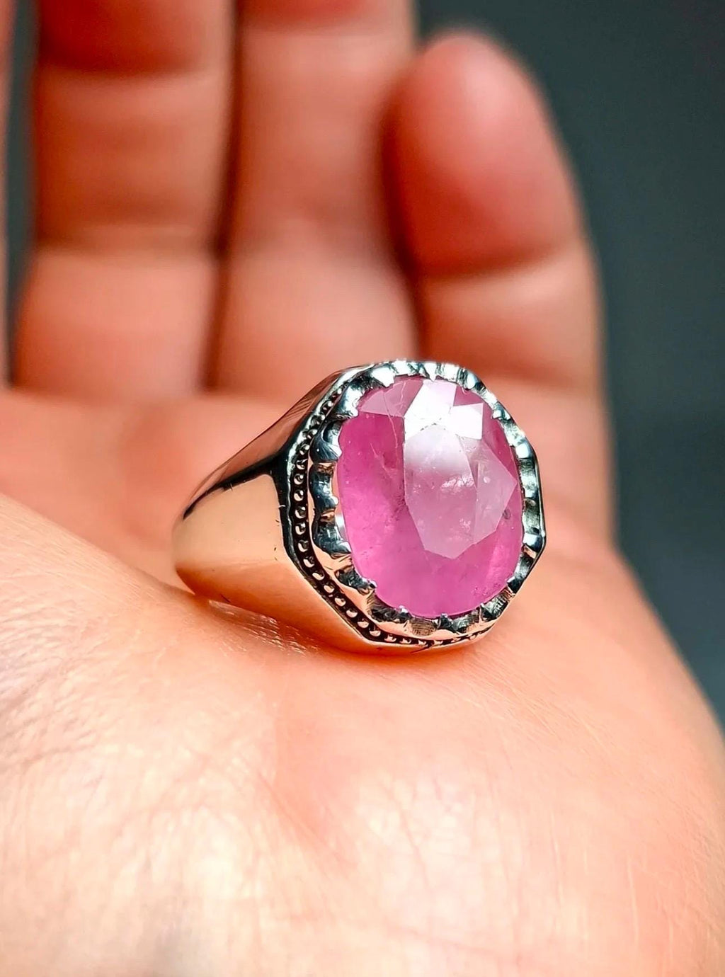 Handcrafted 10 Carats Ruby Ring, Natural Ruby Sterling Silver 925 Yaqoot Ring Ruby Gemstone Ring