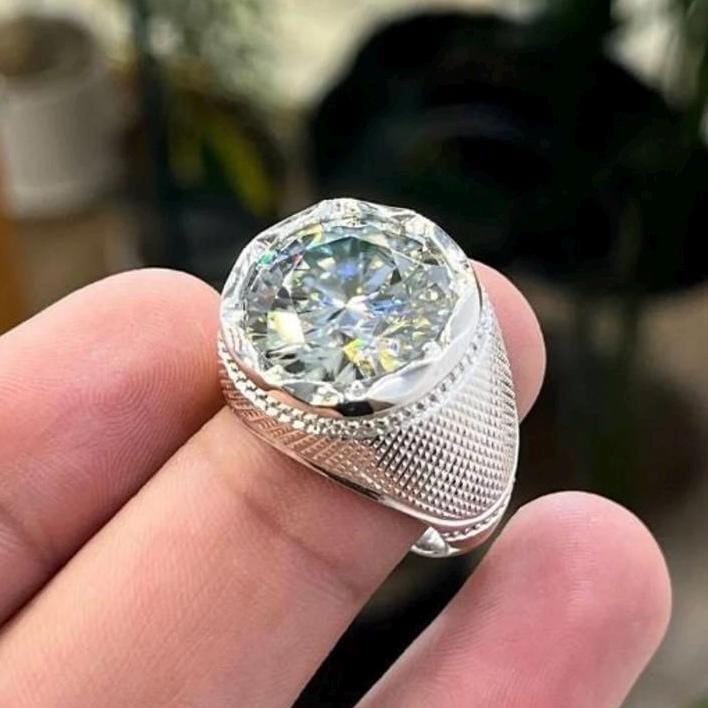 Handcrafted 10 Carat Certified Moissanite Diamond Sterling Silver 925 Ring, Man Made Diamond Engagement Ring, Gift for him
