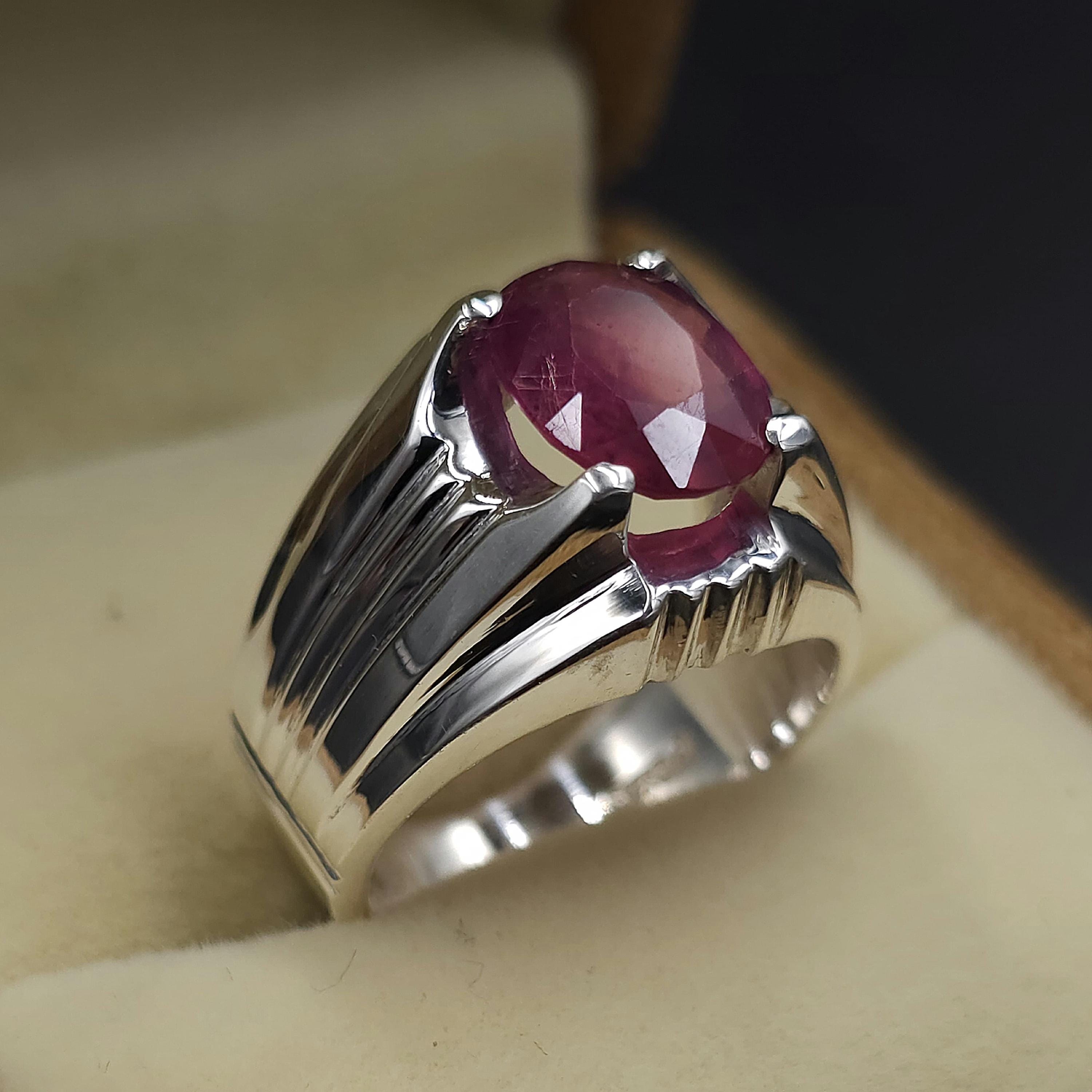 Handcrafted 5 Carats Ruby Ring, Natural Ruby Sterling Silver 925 Yaqoot Ring Roby Gemstone Ring