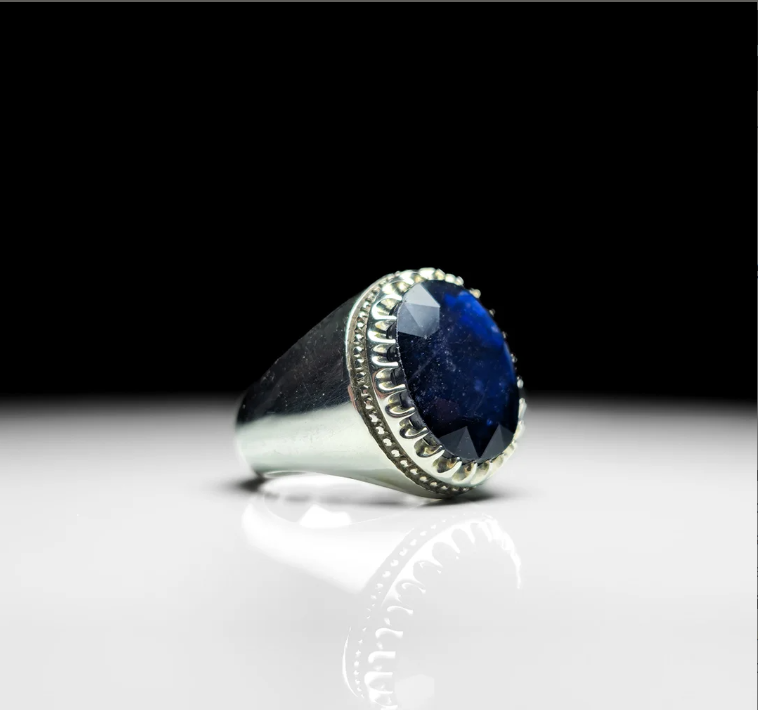 Natural Blue Sapphire Sterling Silver Ring