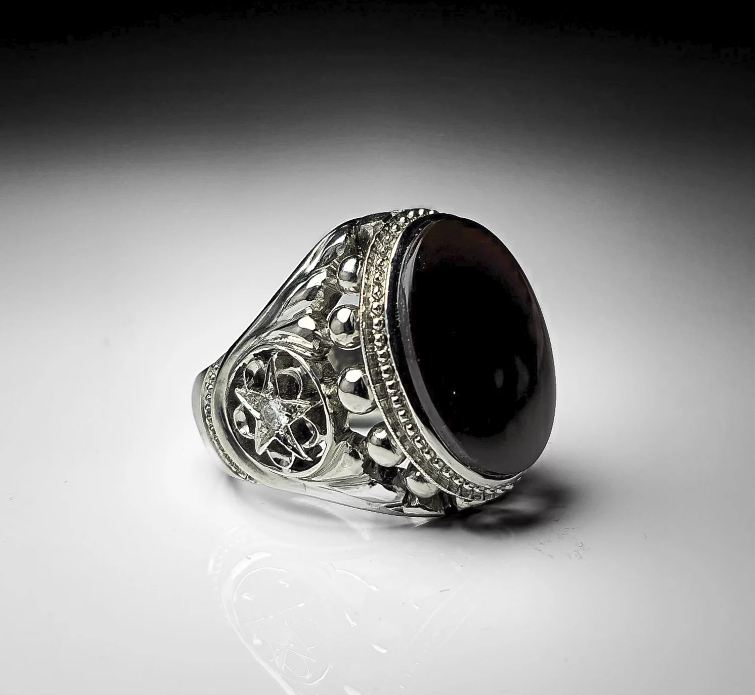 Handcrafted Sterling Silver Ring with Karazi Yemeni Agate