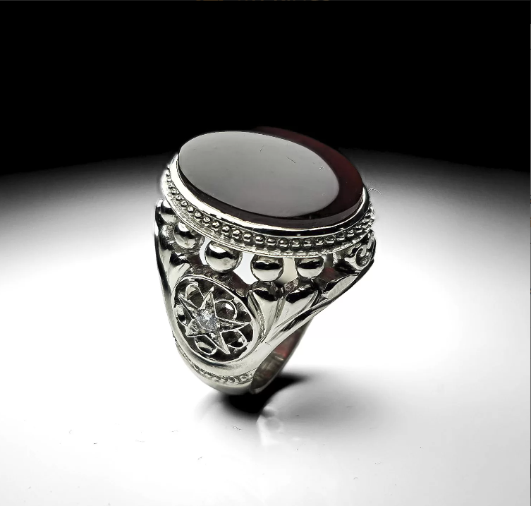 Handcrafted Sterling Silver Ring with Karazi Yemeni Agate