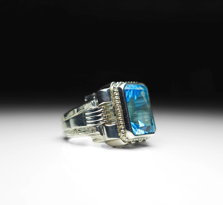 Natural Blue Topaz in Sterling Silver Ring