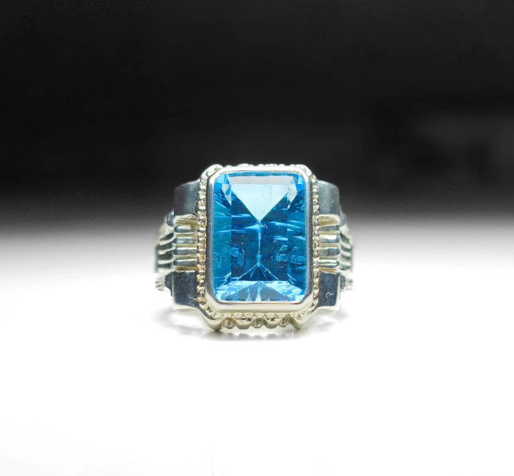 Natural Blue Topaz in Sterling Silver Ring