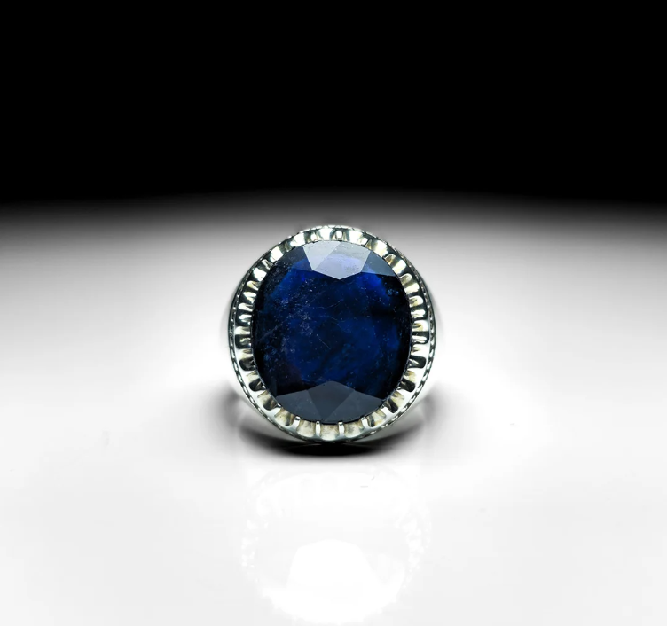 Natural Blue Sapphire Sterling Silver Ring
